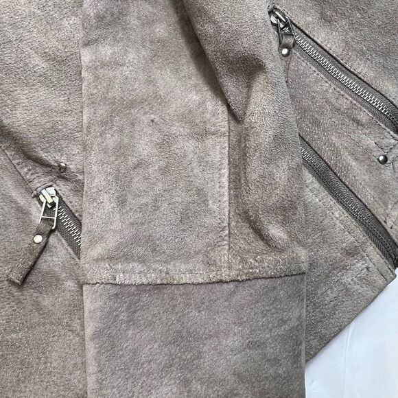 Women’s PigSkin Genuine Leather Taupe size  42 Moto Jacket Medium Canada - Picture 10 of 13